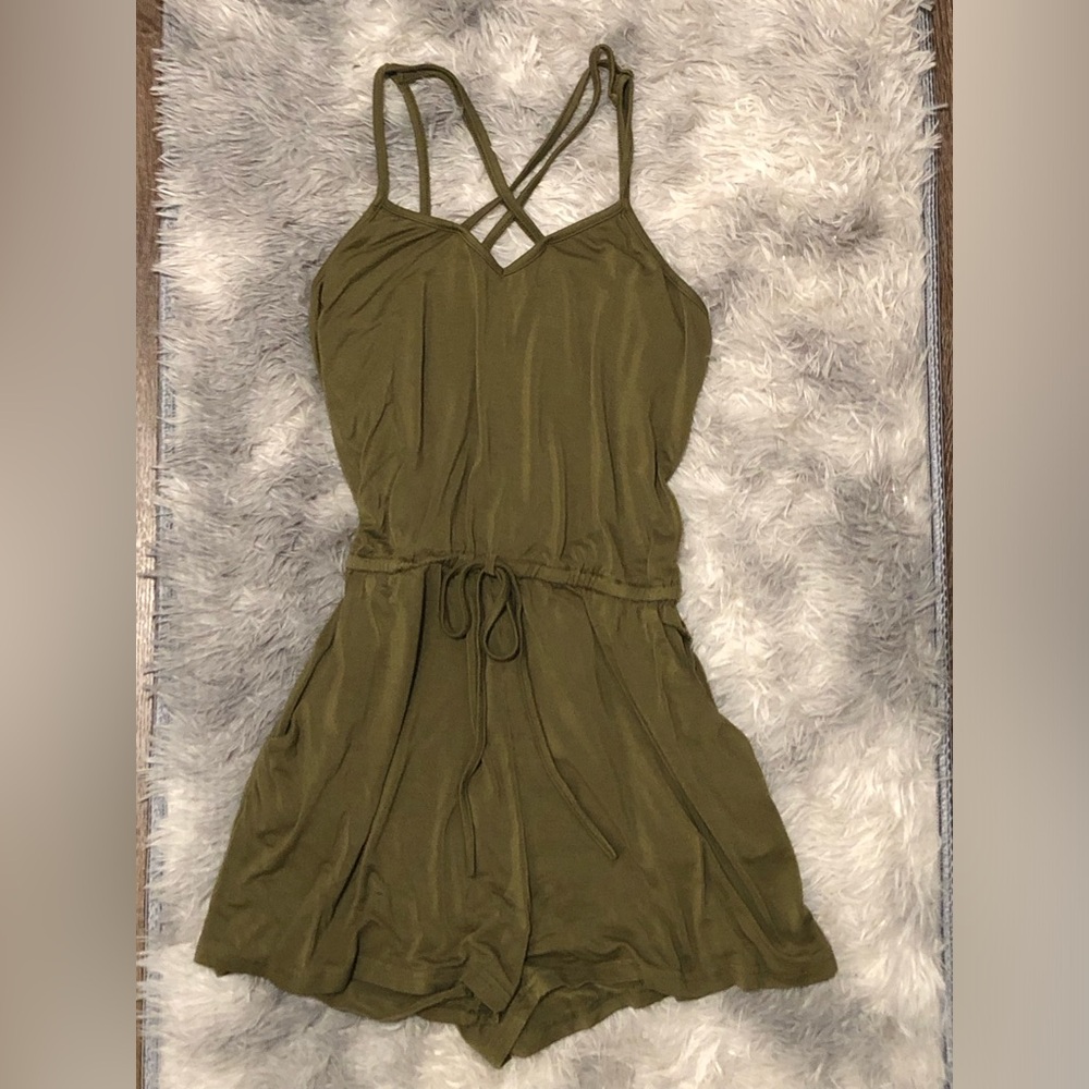 Zaful Khaki Strappy Jumpsuit